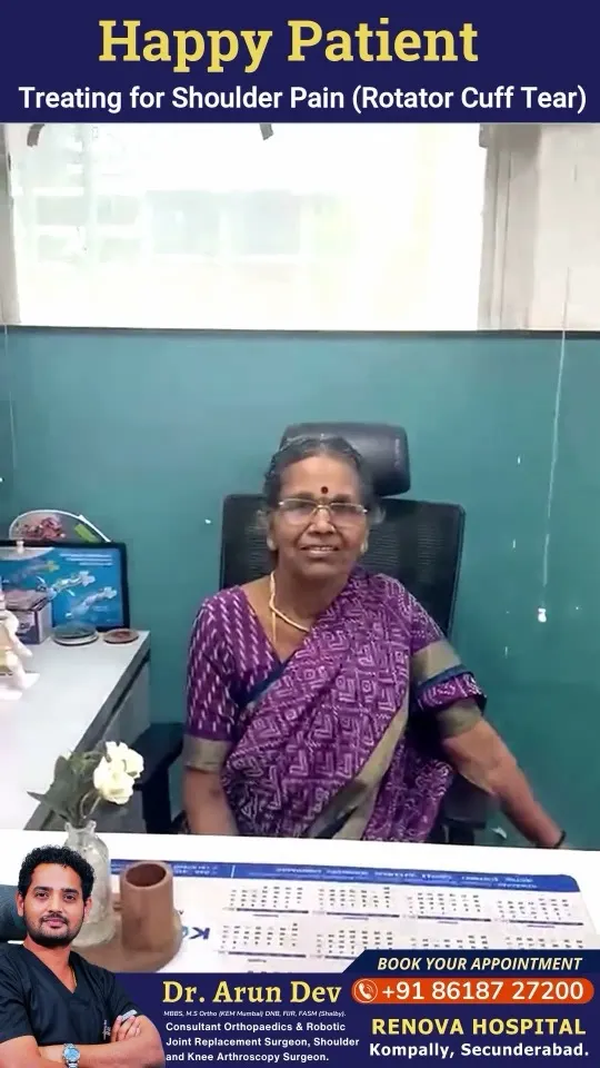 Video cover: happy patient treated for shoulder pain from a rotator cuff tear