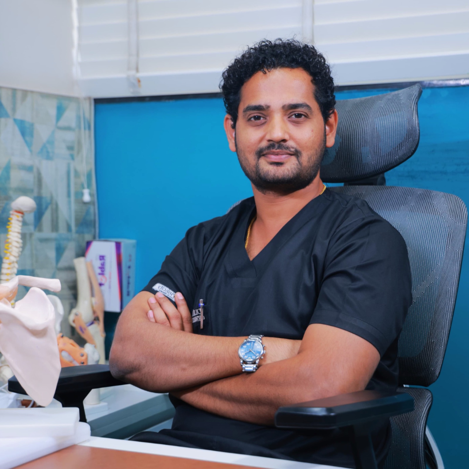 Dr. Arun Dev in his consultation room at Renova Hospital, Kompally