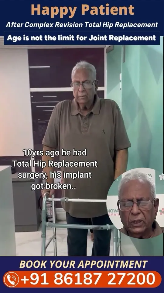 Video cover: happy patient Ramesh after complex revision total hip replacement