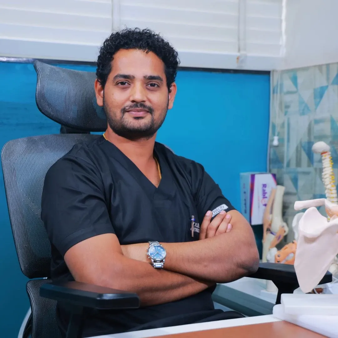 Dr. Arun Dev, orthopaedic and joint replacement surgeon, in his consultation room at Renova Hospital, Kompally